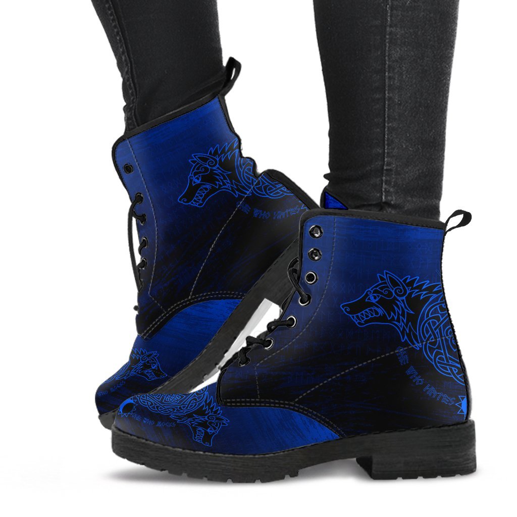 Viking Leather Boots Skoll And Hati Blue Style