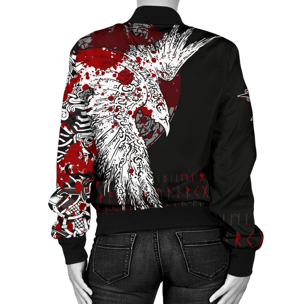 Custom Viking Bomber Jacket Mystical Raven Tattoo Blood Style Ver01