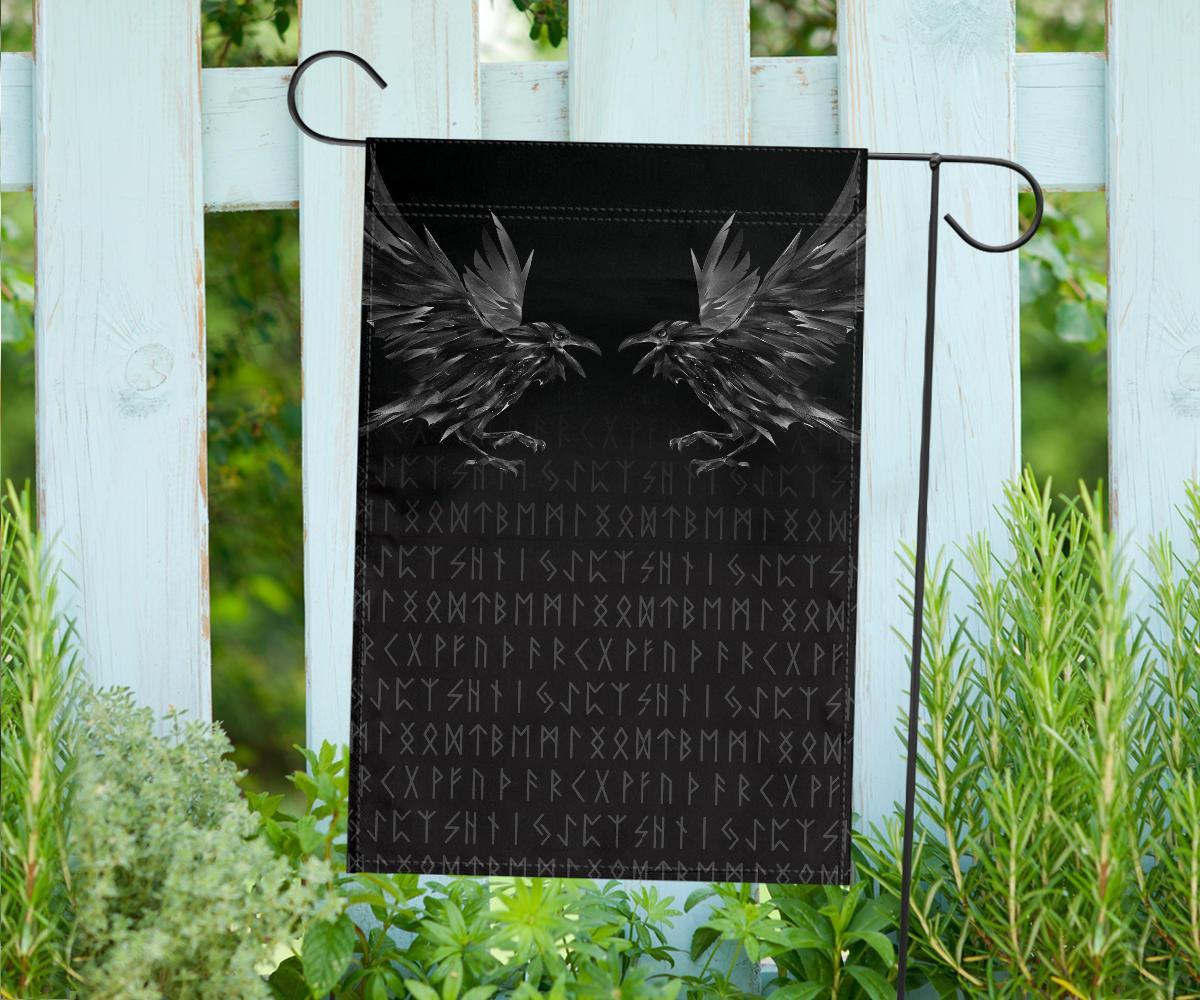 Viking Garden Flag Odin Huginn and Muninn Rune