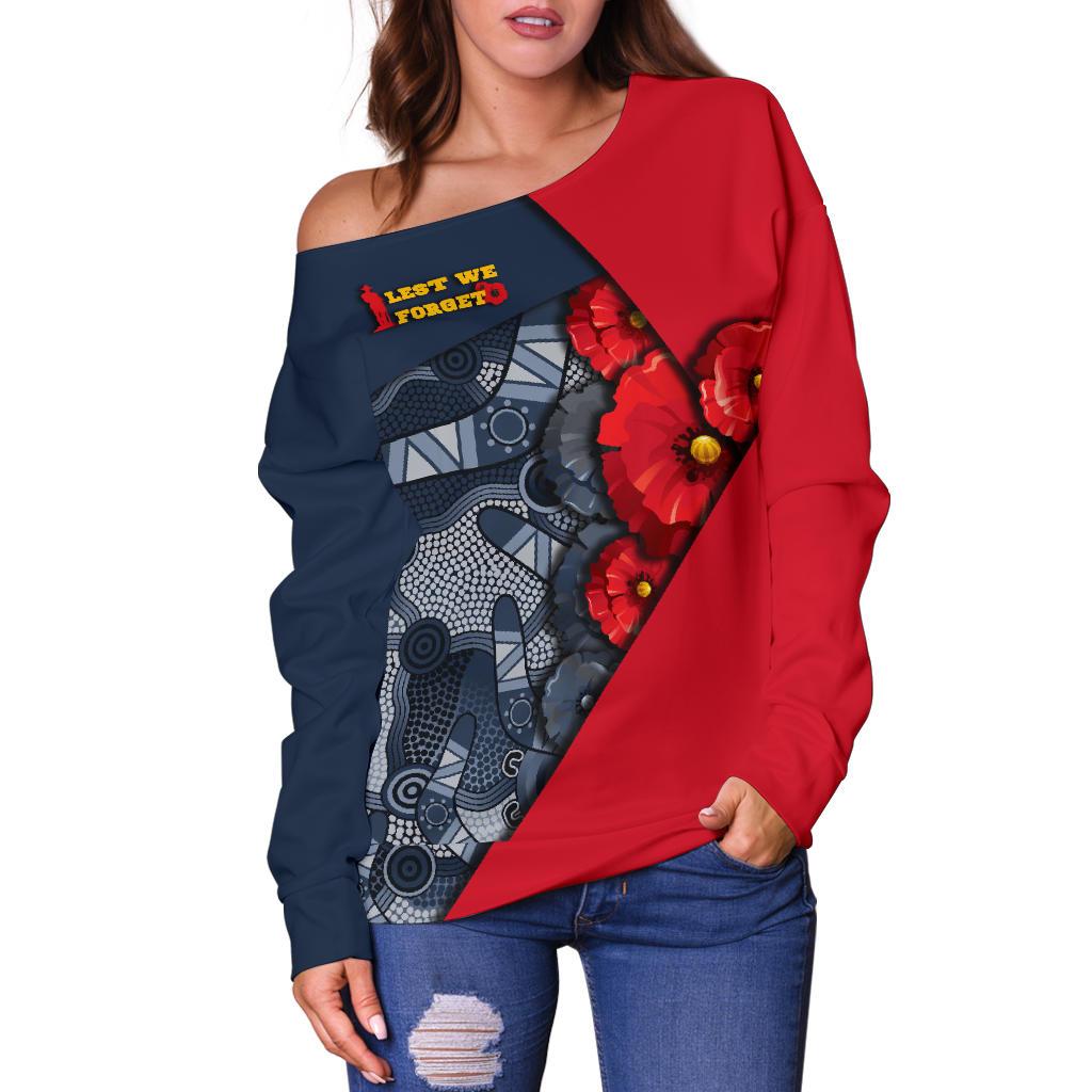 Aboriginal Off Shoulder Sweater (Women), Anzac Day