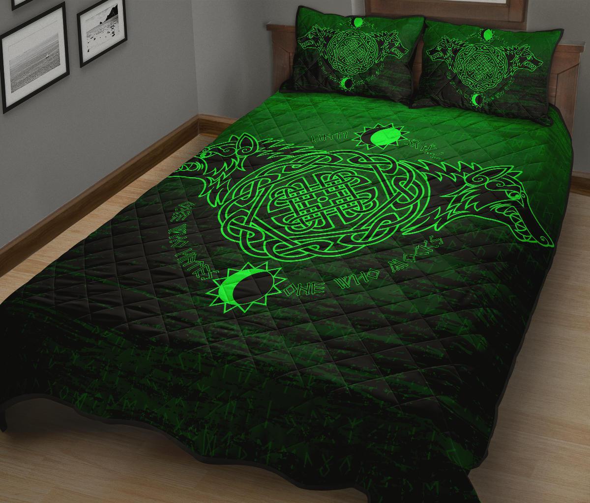 Viking Quilt Bedding Set Skoll And Hati Green