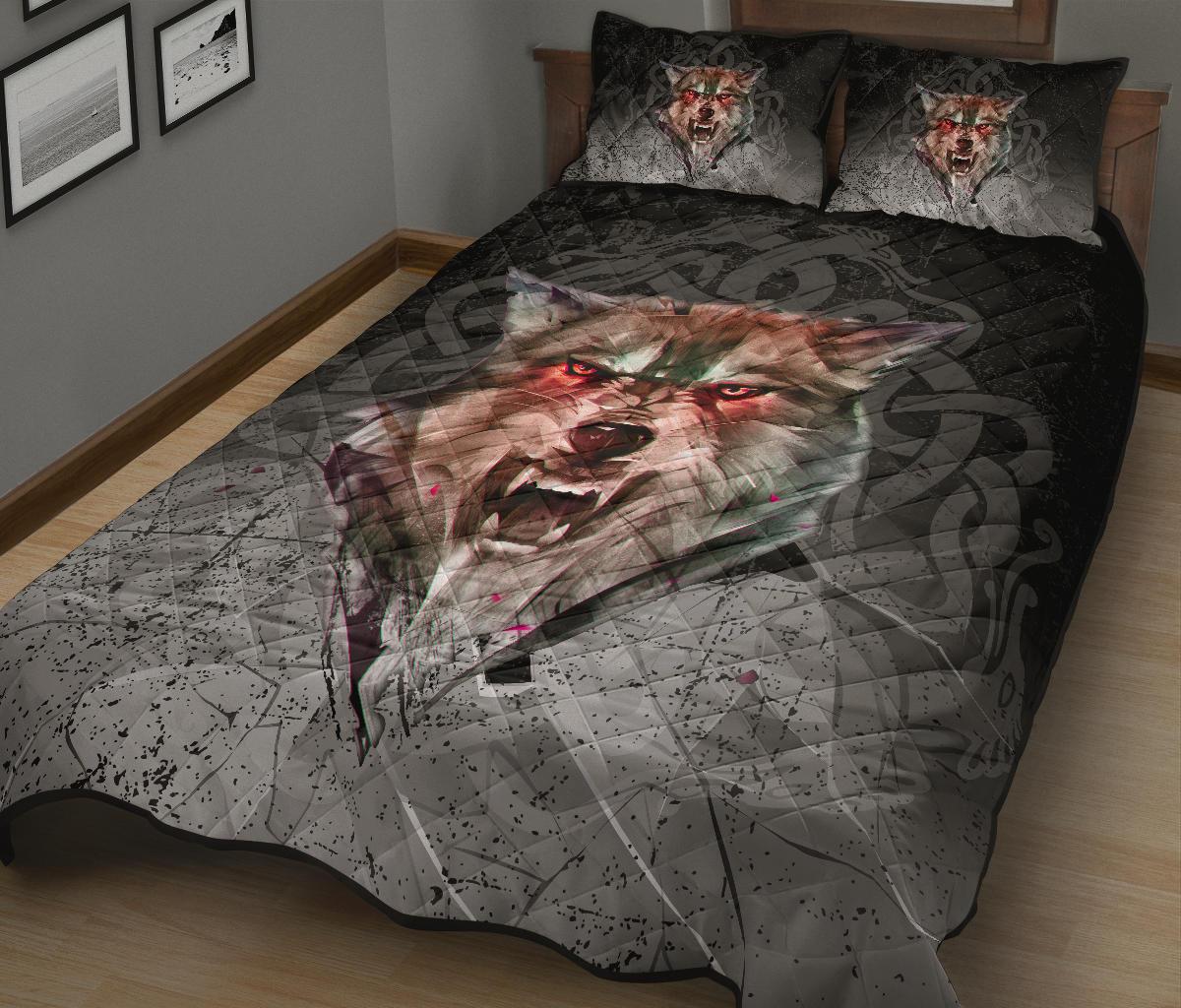 Viking Quilt Bedding Set Fenrir Norse Wolf