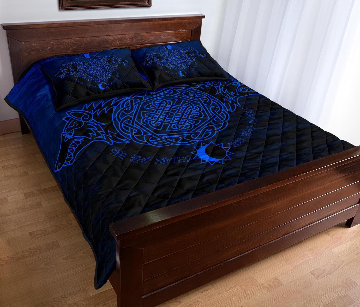 Viking Quilt Bedding Set Skoll And Hati Blue