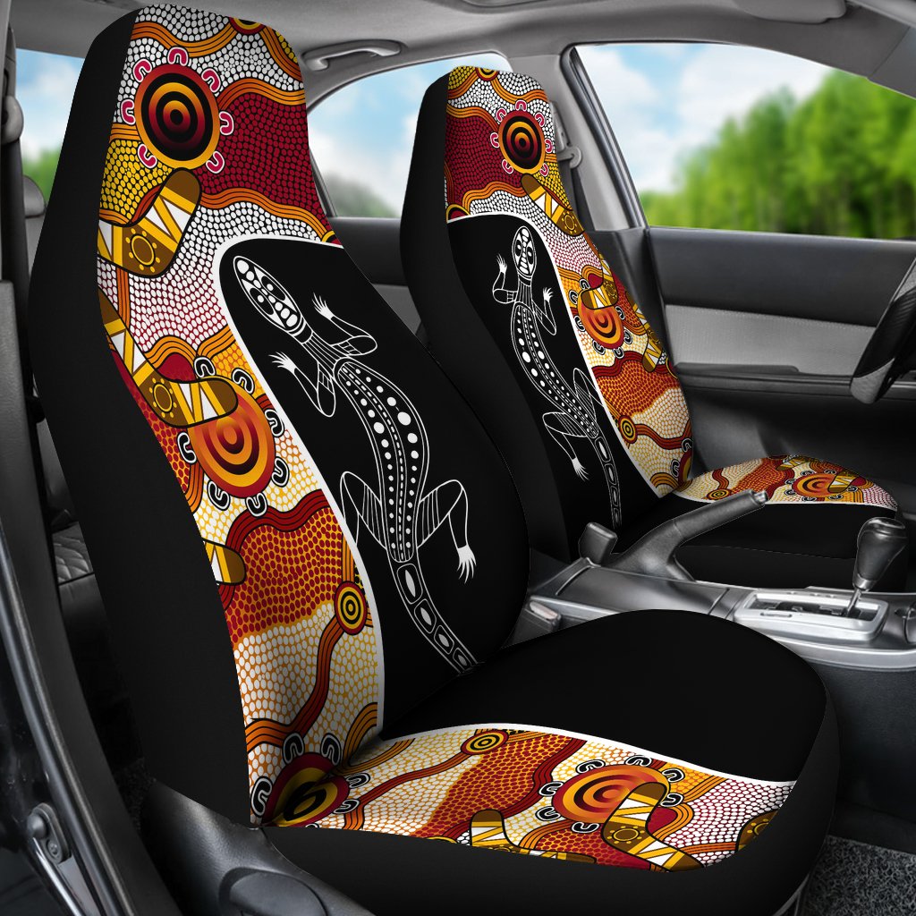Car Seat Cover - Aboriginal Dot Painting Lizard Seat Covers