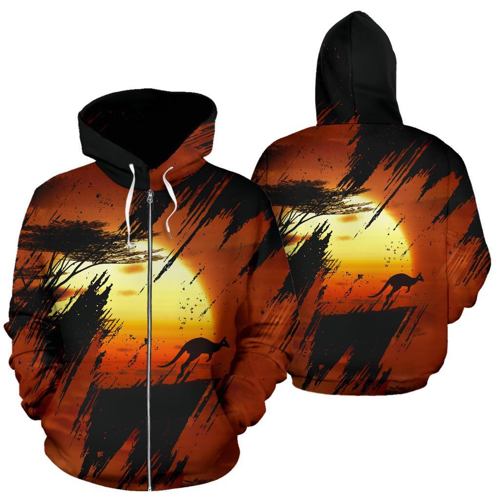 Zip Hoodie - Kangaroo Hoodie Sunset Ver01 - All Over Print