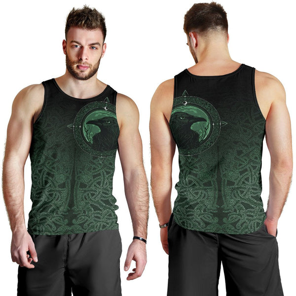 Viking Men's Tank Top Ethnic Odin Raven Green