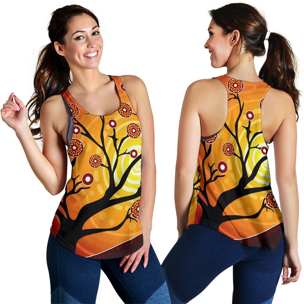 Aboriginal Women's Racerback Tank - Tree In Spring Season