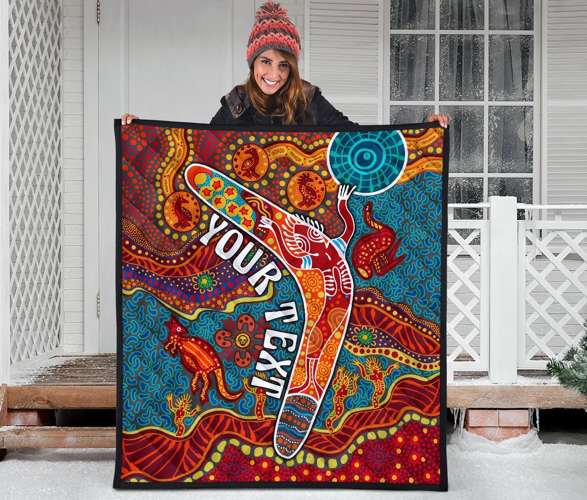 Aboriginal Personalised Premium Quilt - Indigenous Boomerang