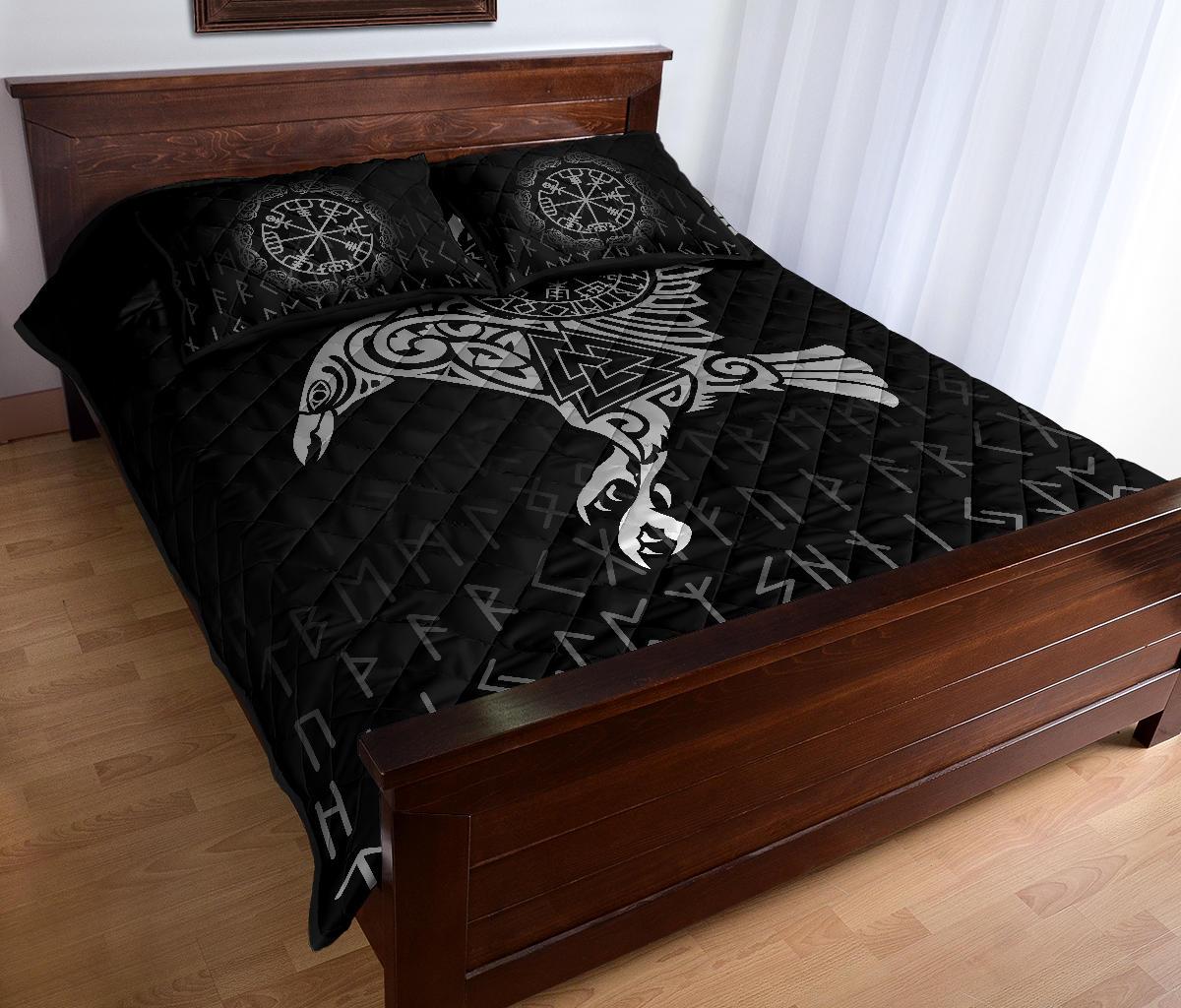 Viking Quilt Bedding Set Raven Tattoo