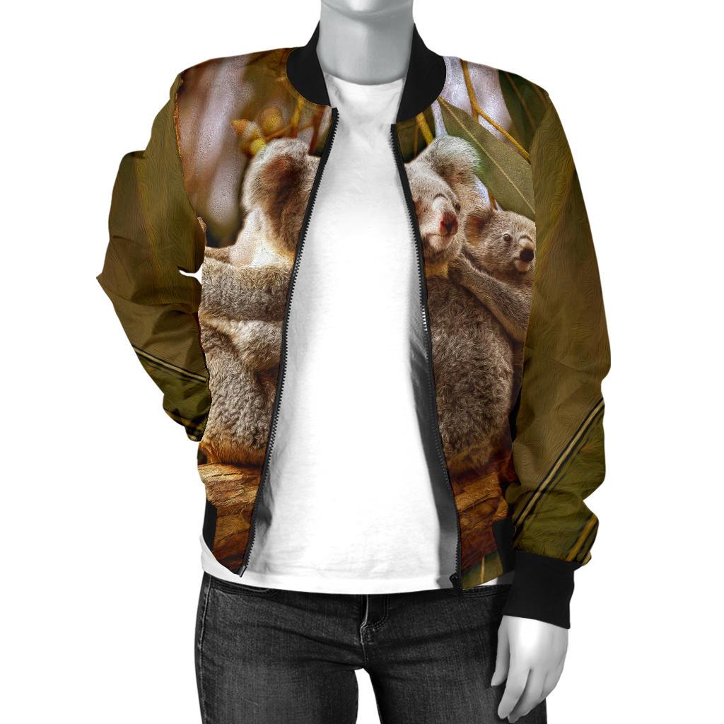 Women Bomber Jacket - Australian Koala Jacket 3D Koala