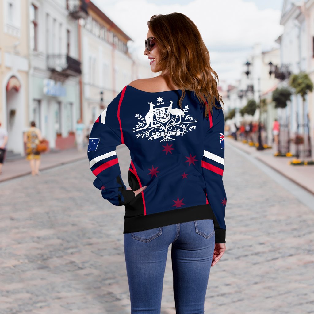 Off Shoulder Sweater - Australian Coat Of Arms Sweater
