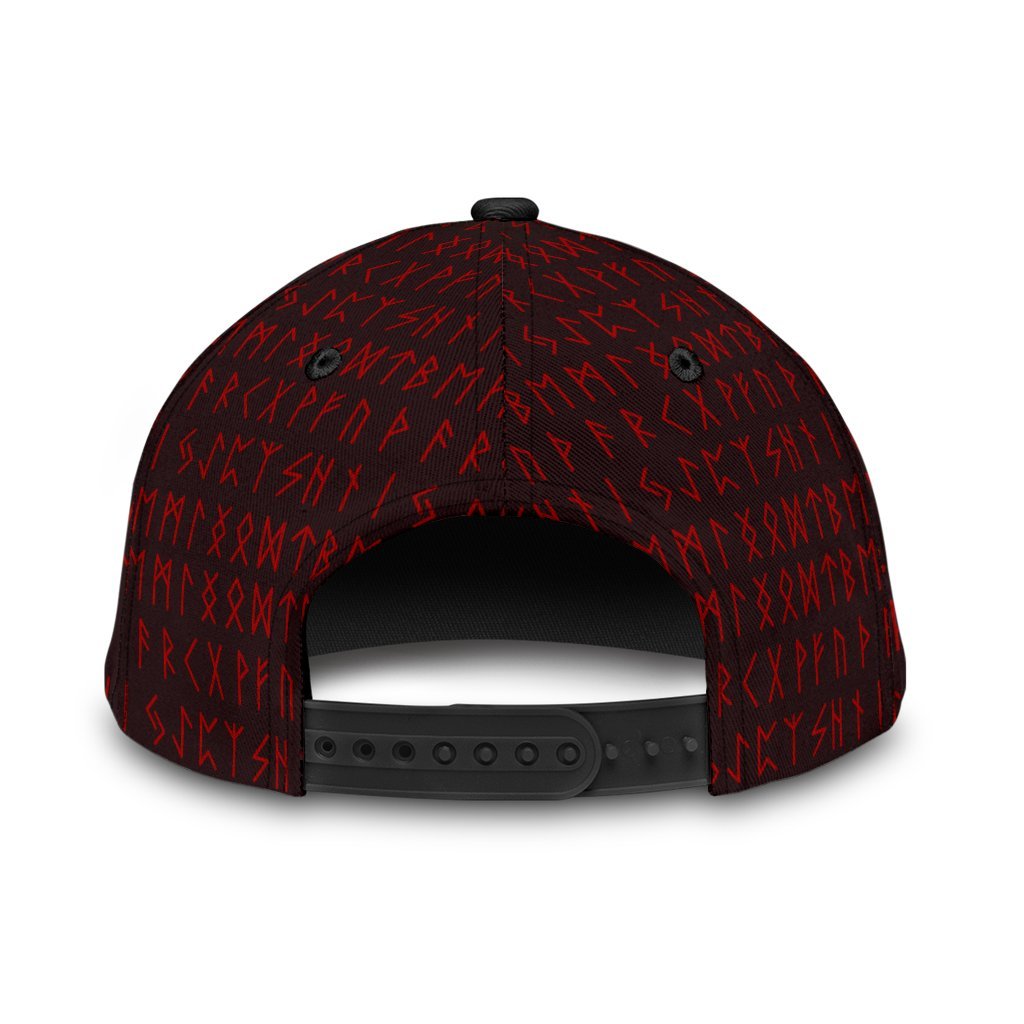 Viking Classic Cap The Raven Of Odin Rune Red