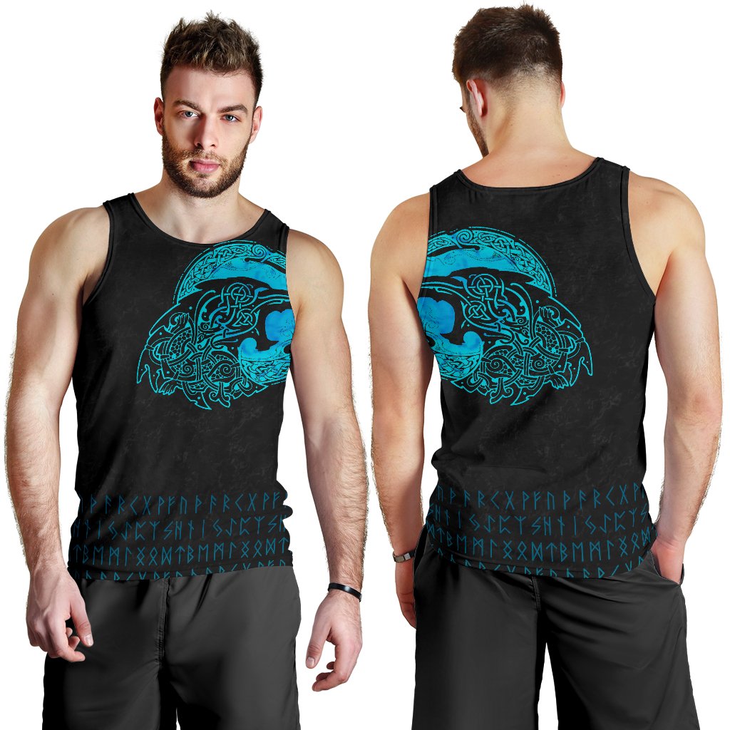 Viking Men's Tank Top Fenrir Wolf Cyan