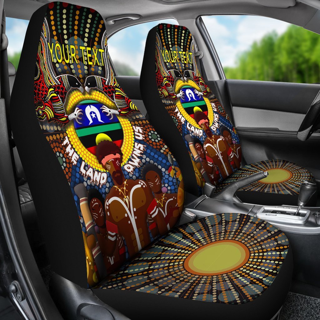 (Custom Text) The Land Owns Us Aboriginal Car Seat Cover
