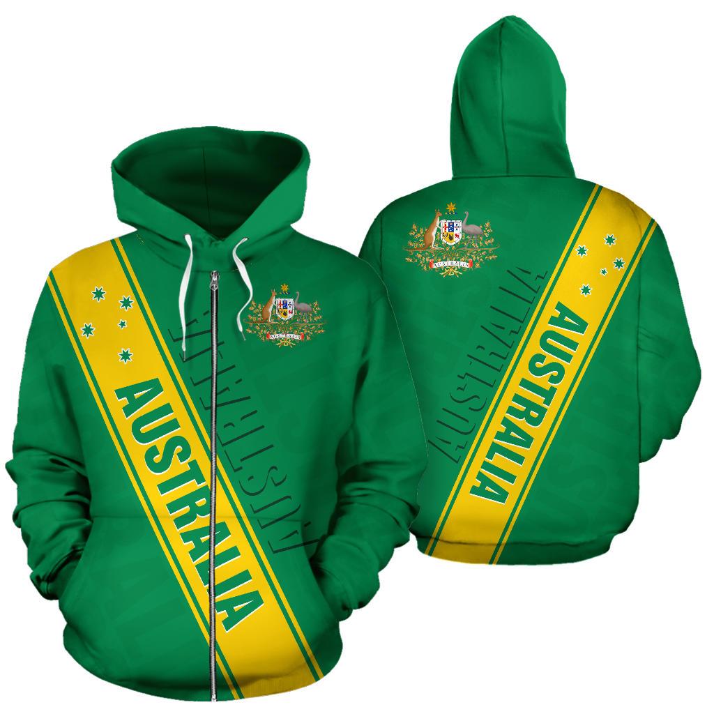 Zip Hoodie - Australian Coat Of Arms Hoodie - Crossover Style