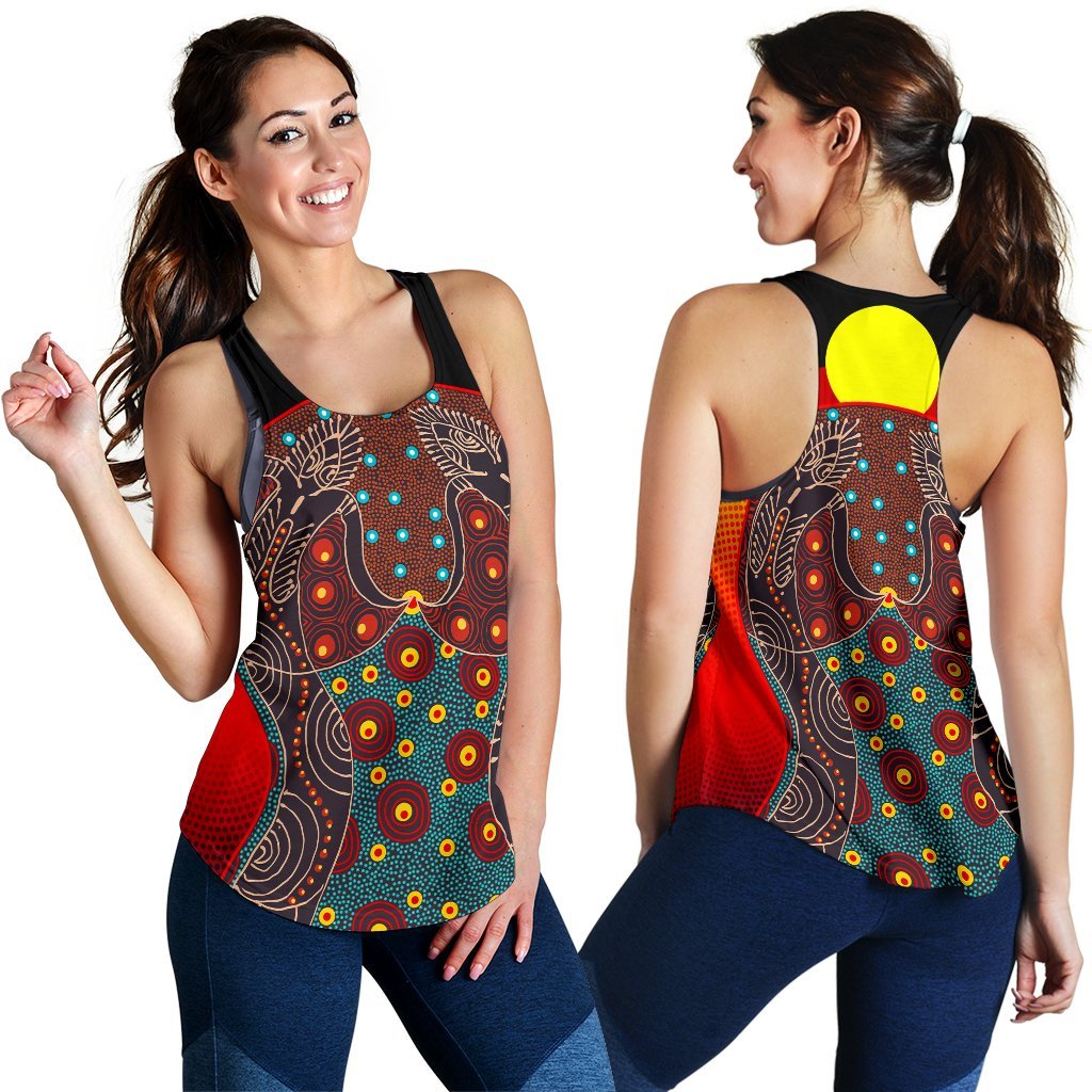 Women's Racerback Tank - Aboriginal Sublimation Dot Pattern Style (Red)