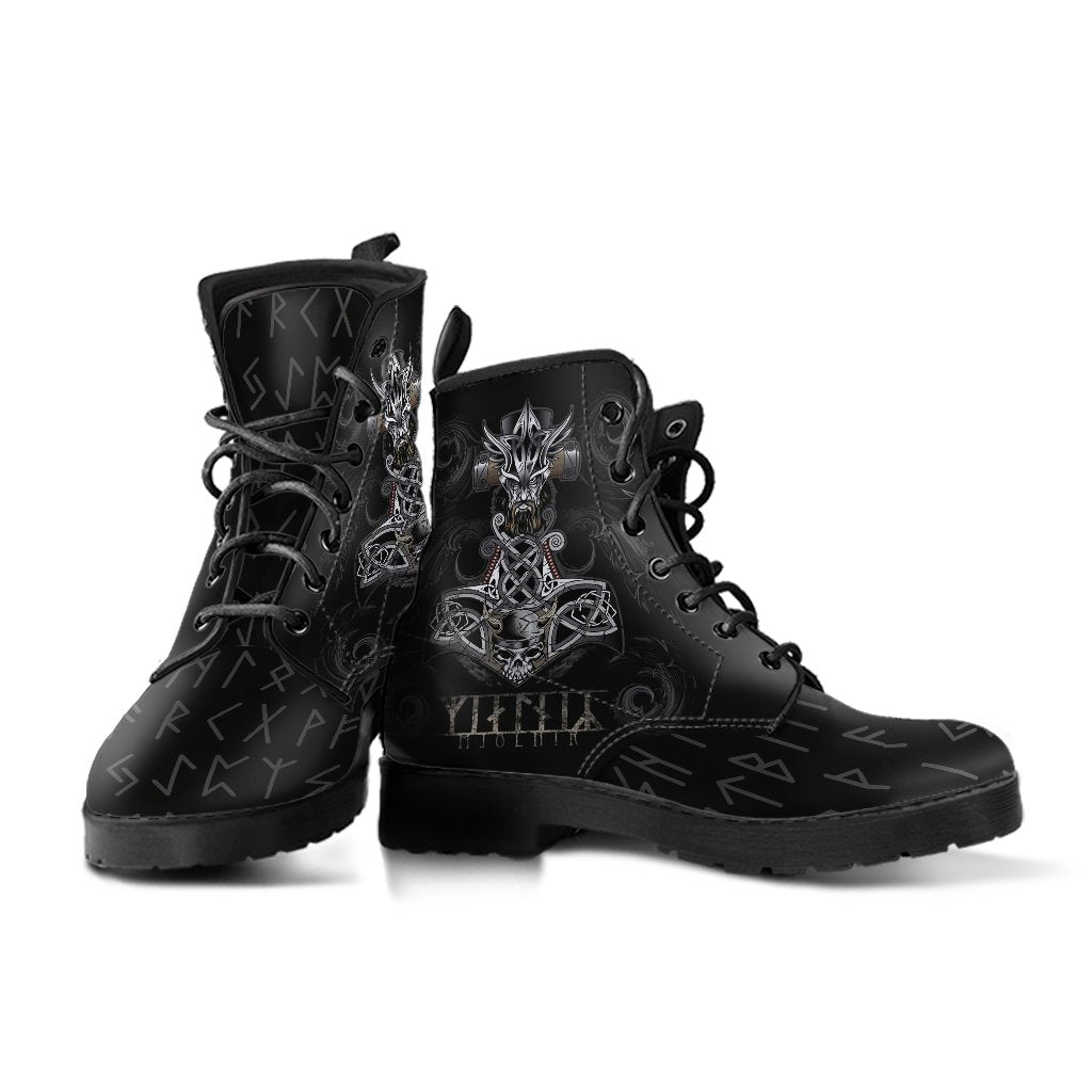 Viking Leather Boots Mjolnir