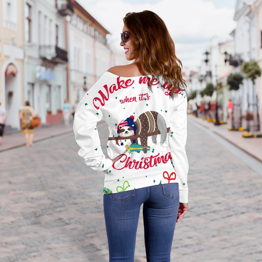Australia Christmas Women's Off Shoulder Sweater White - Merry Christmas