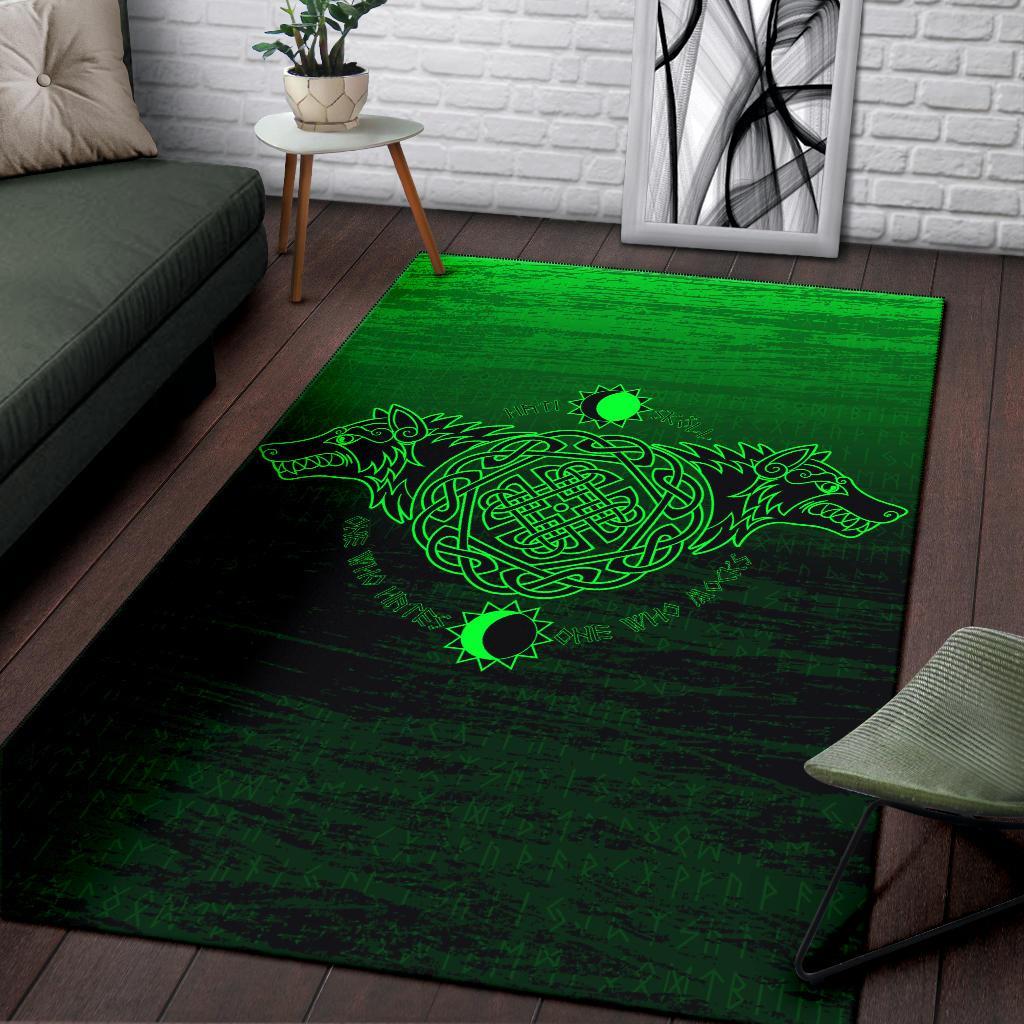 Viking Area Rug Skoll And Hati Green