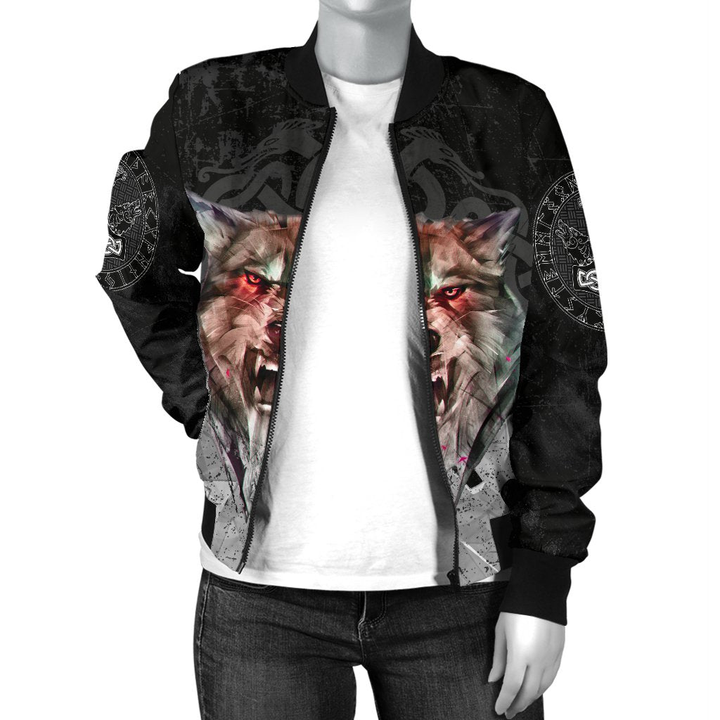 Viking Bomber Jacket Fenrir Norse Wolf Style Ver01