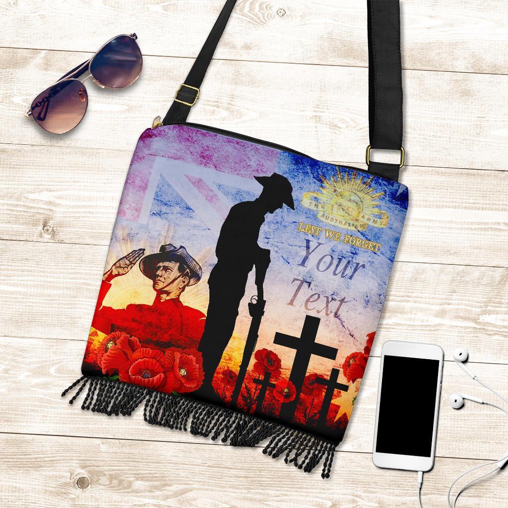 (Custom) Anzac Boho Handbag - Anzac 2022 Lest We Forget The Australian Army