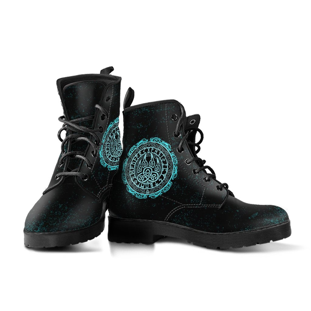 Viking Leather Boots Bear Claws Cyan Tattoo