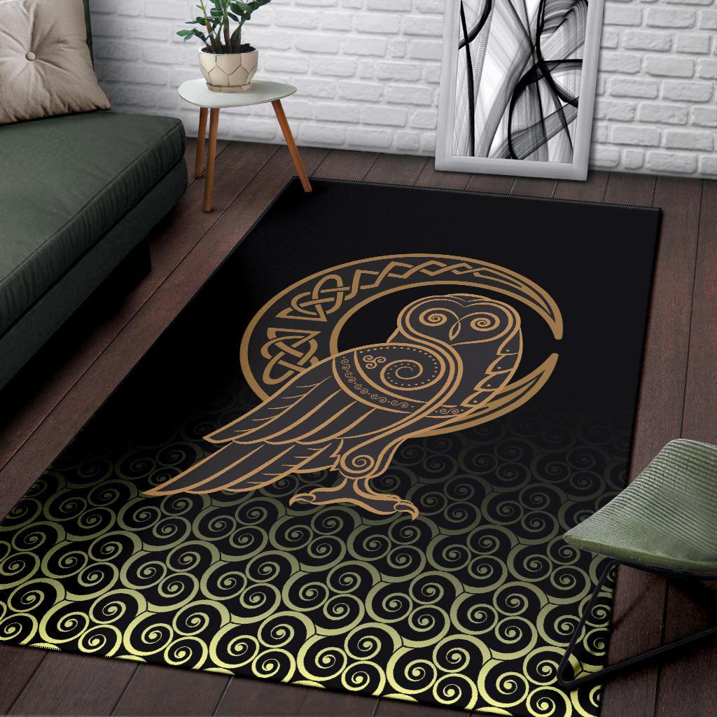 Viking Style - Area Rug Owl Celtic On Triskels Background