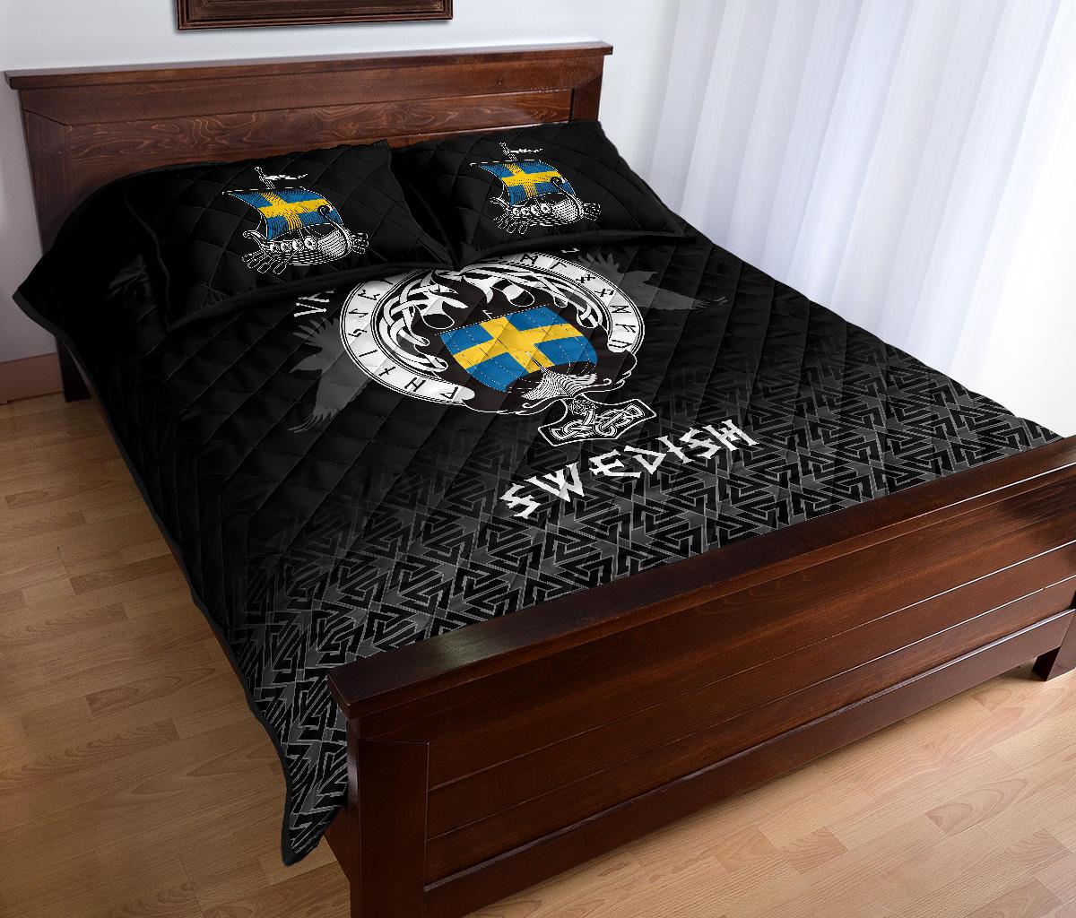 Viking Quilt Bedding Set Swedish Drakkar