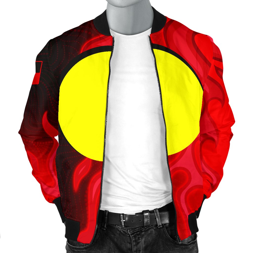 Bomber Jacket - Aboriginal Patterns Jacket Sun Australia Flame