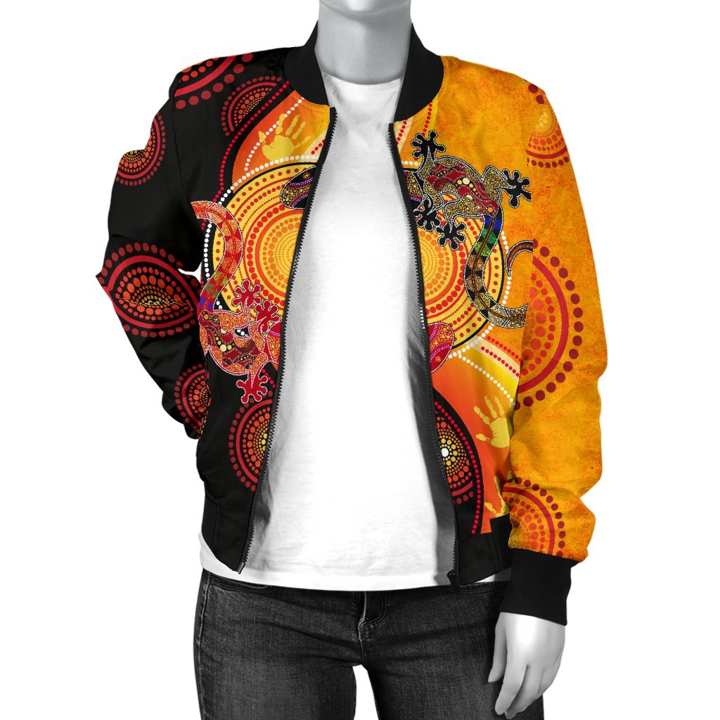 Aboriginal Bomber Jacket - Couple Aboriginal Lizards