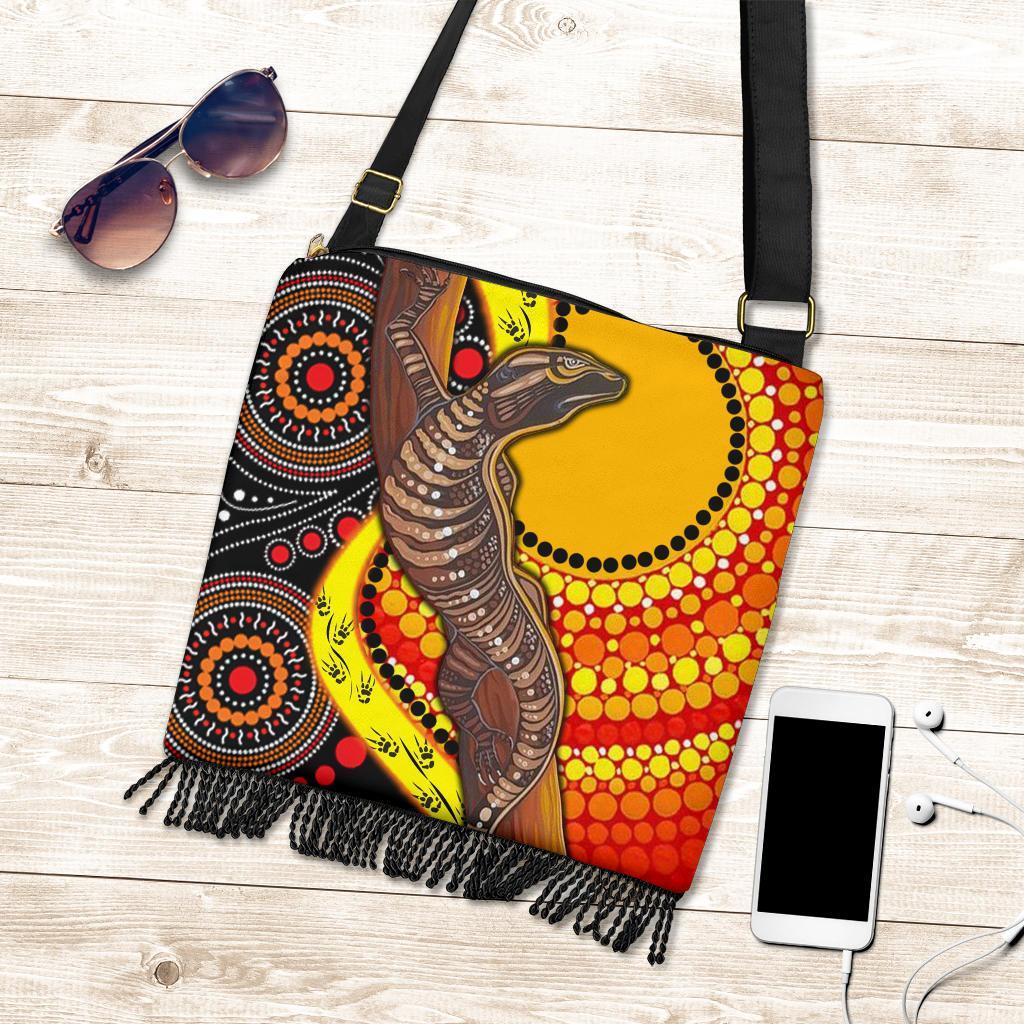 Boho Bags - Australian Aboriginal Dot Painting Sun and Lizard