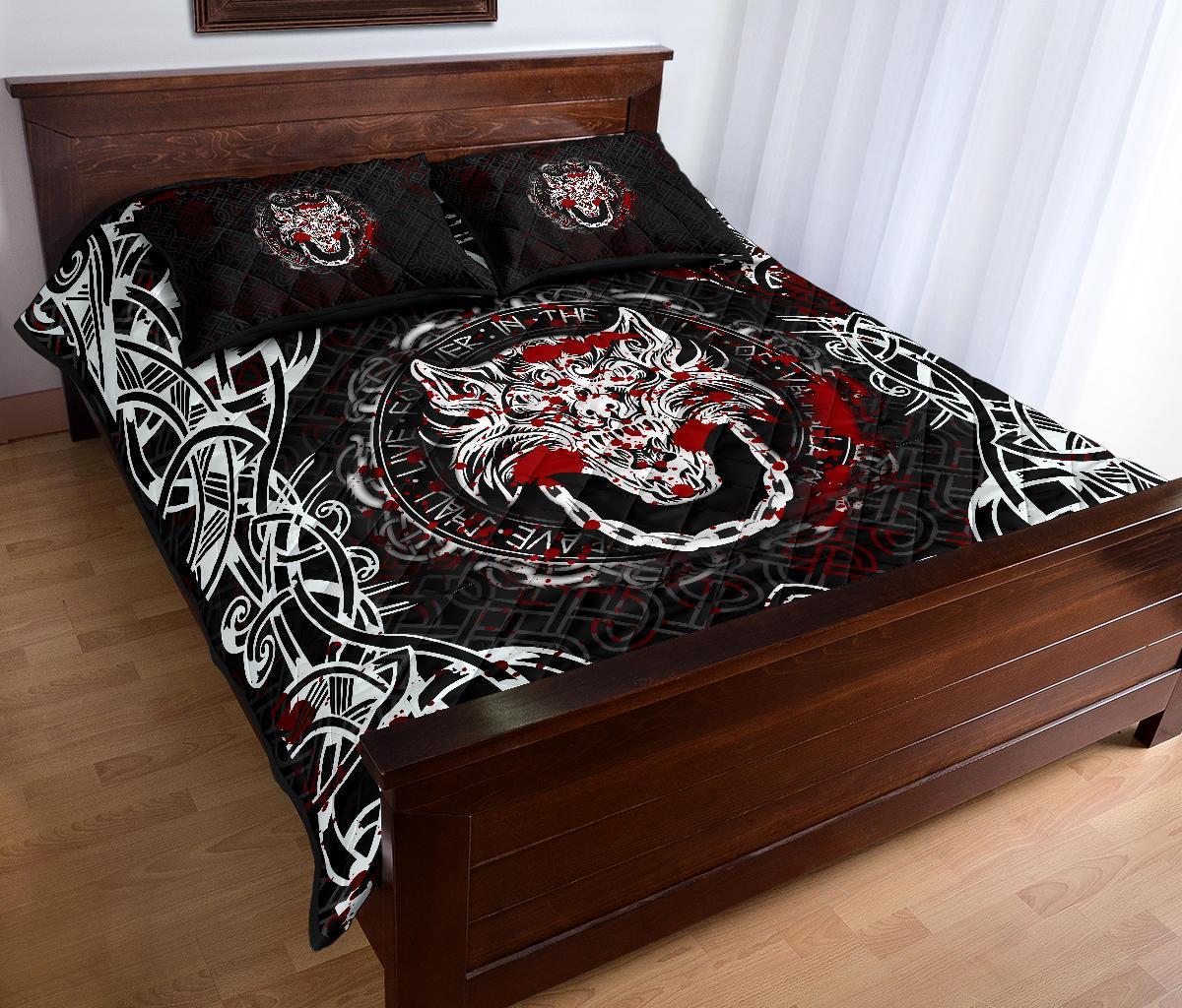 Viking Quilt Bedding Set Fenrir Viking Blood 3D