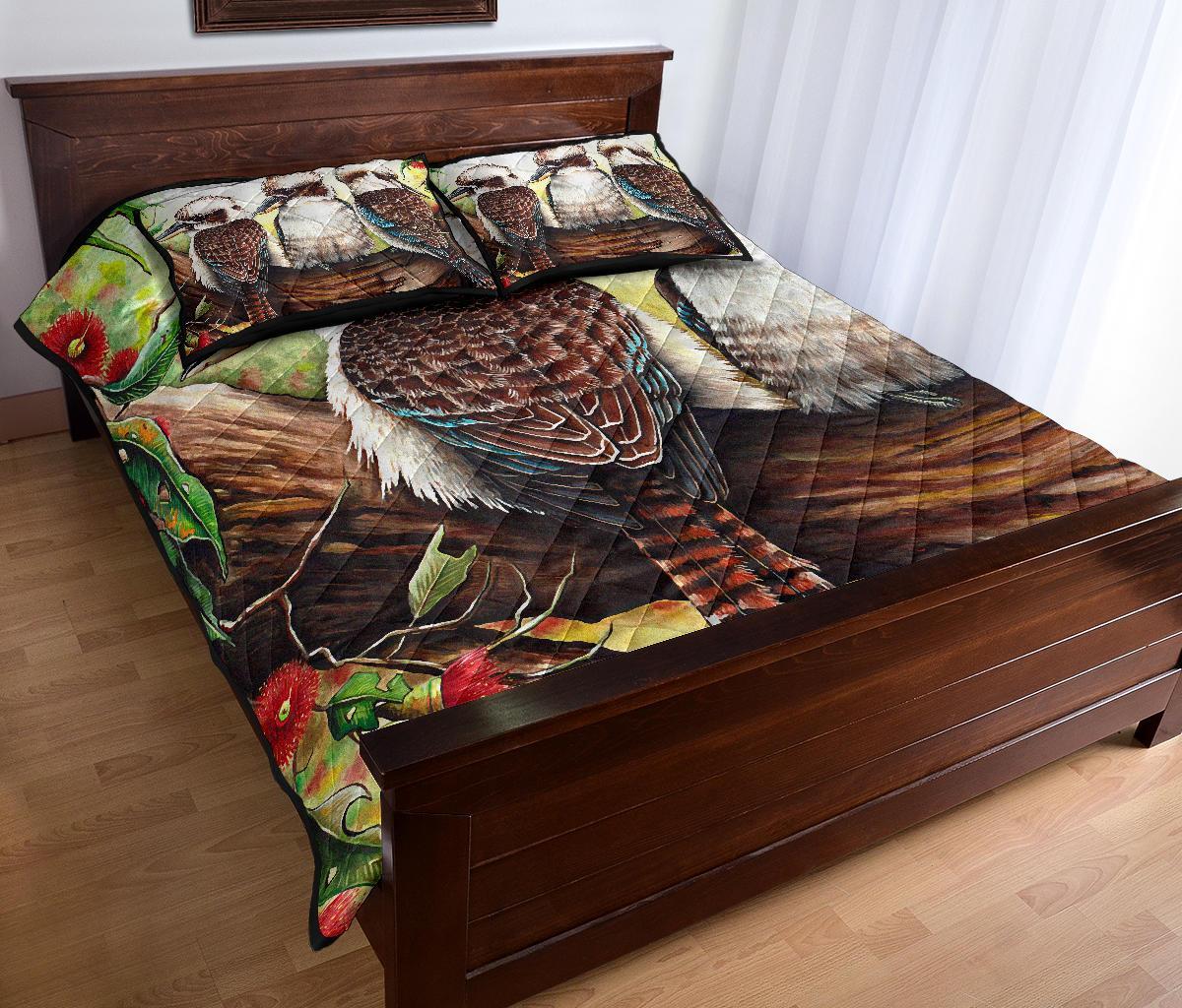 Quilt Bed Set - Kookaburra with Waratah