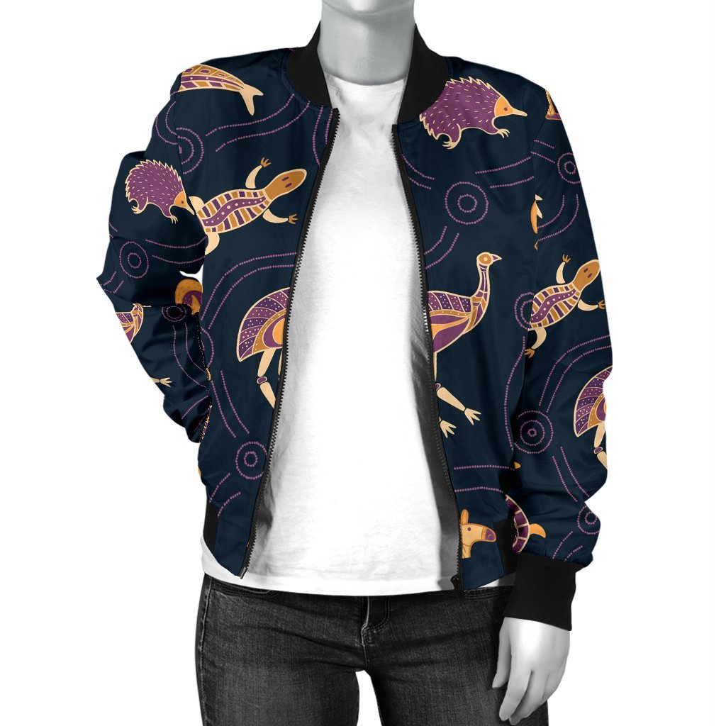 Women Bomber Jacket - Indigenous Animals Patterns