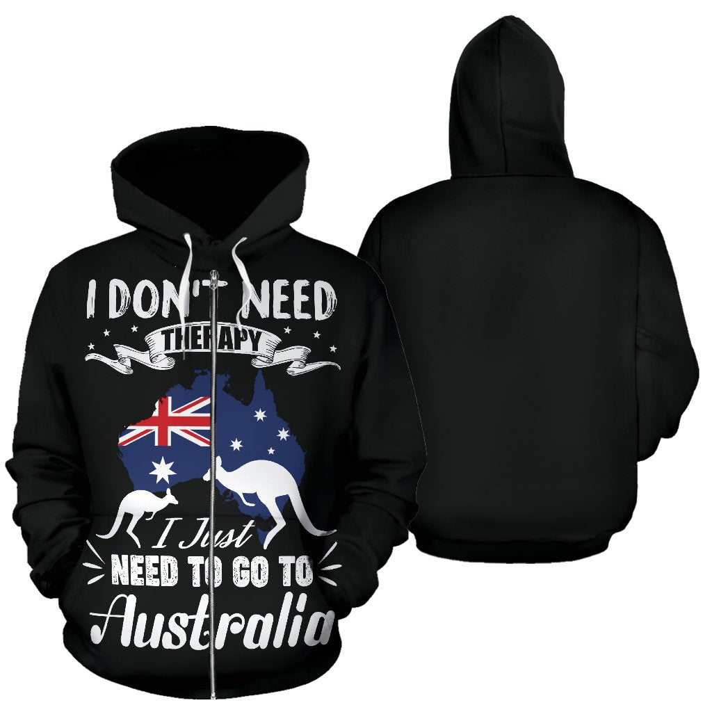 Zip Hoodie - Aus Flag Kangaroo I Dont Need Therapy - All Over Print Unisex