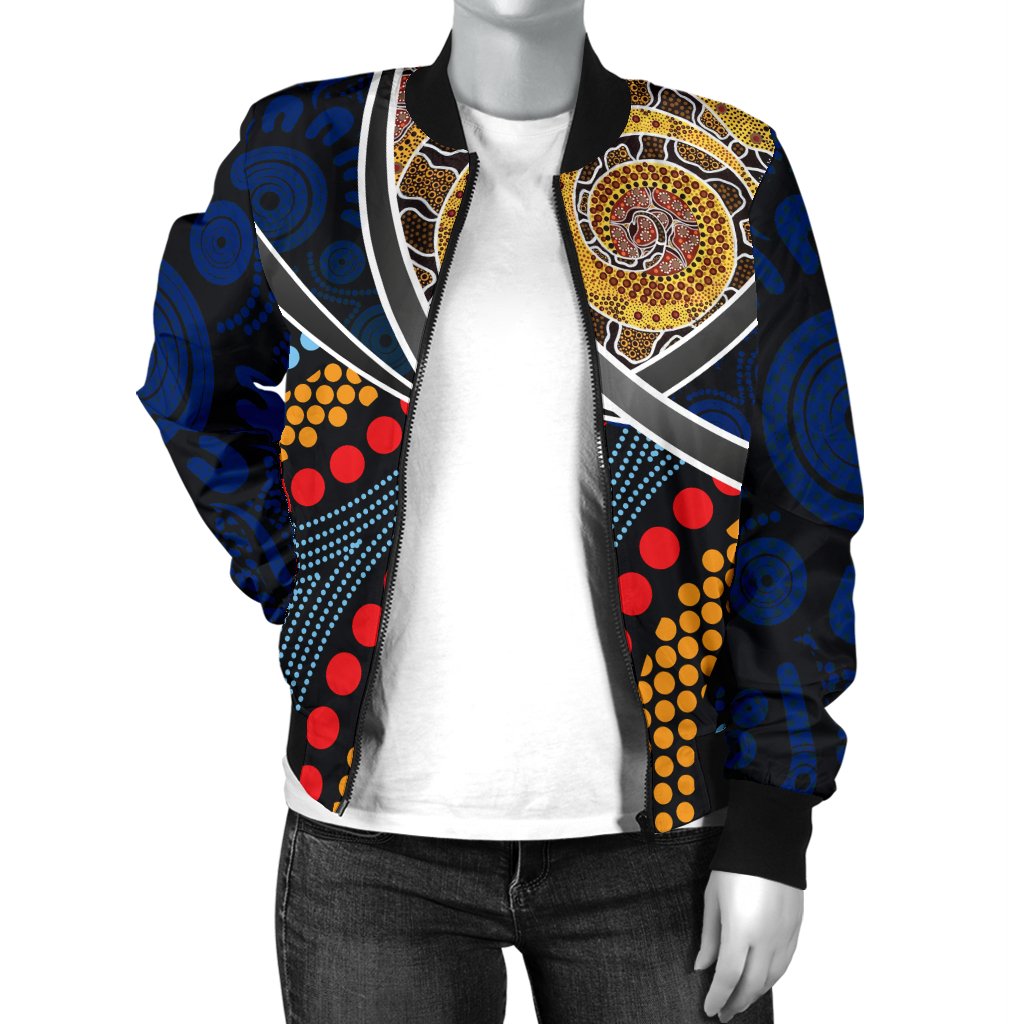 Aboriginal Bomber Jacket - Aboriginal Dot Panting Art With Snake