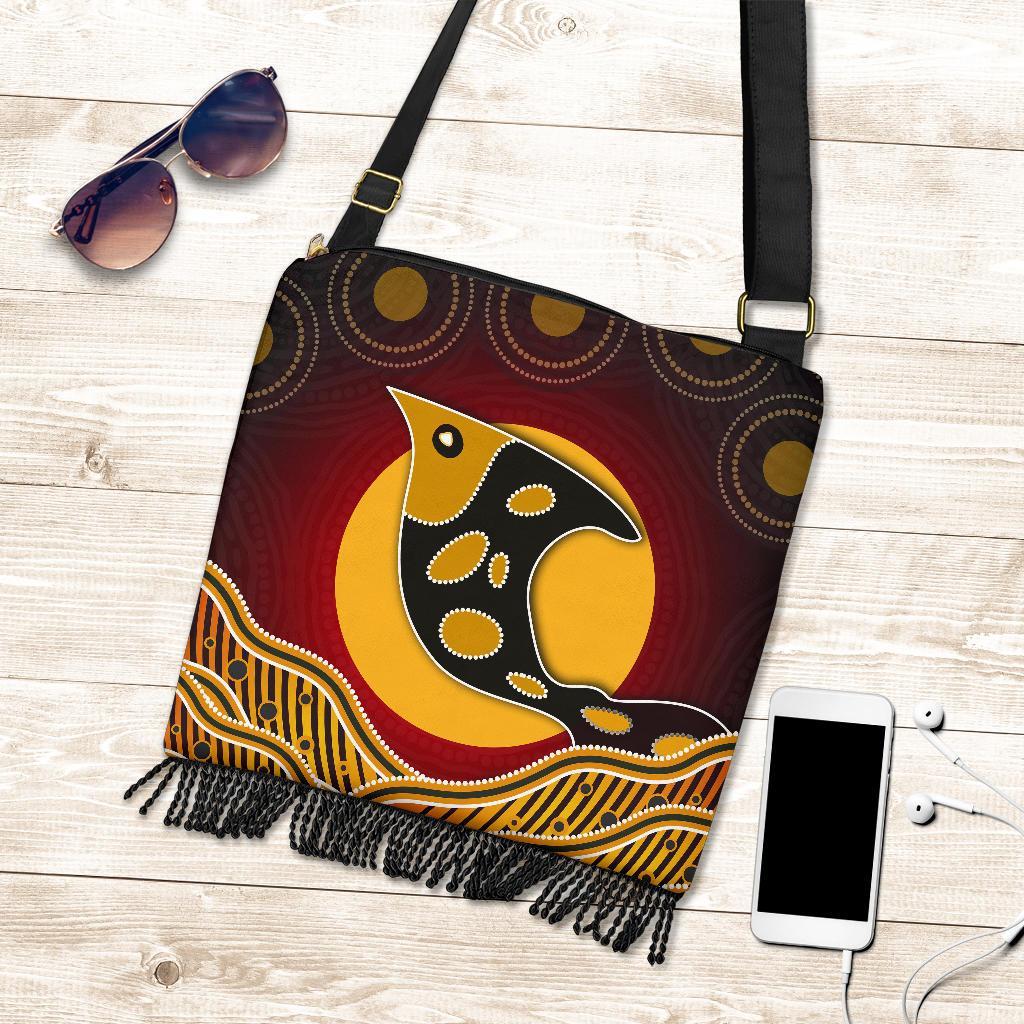 Boho Handbag - Aboriginal Dot Patterns Fish