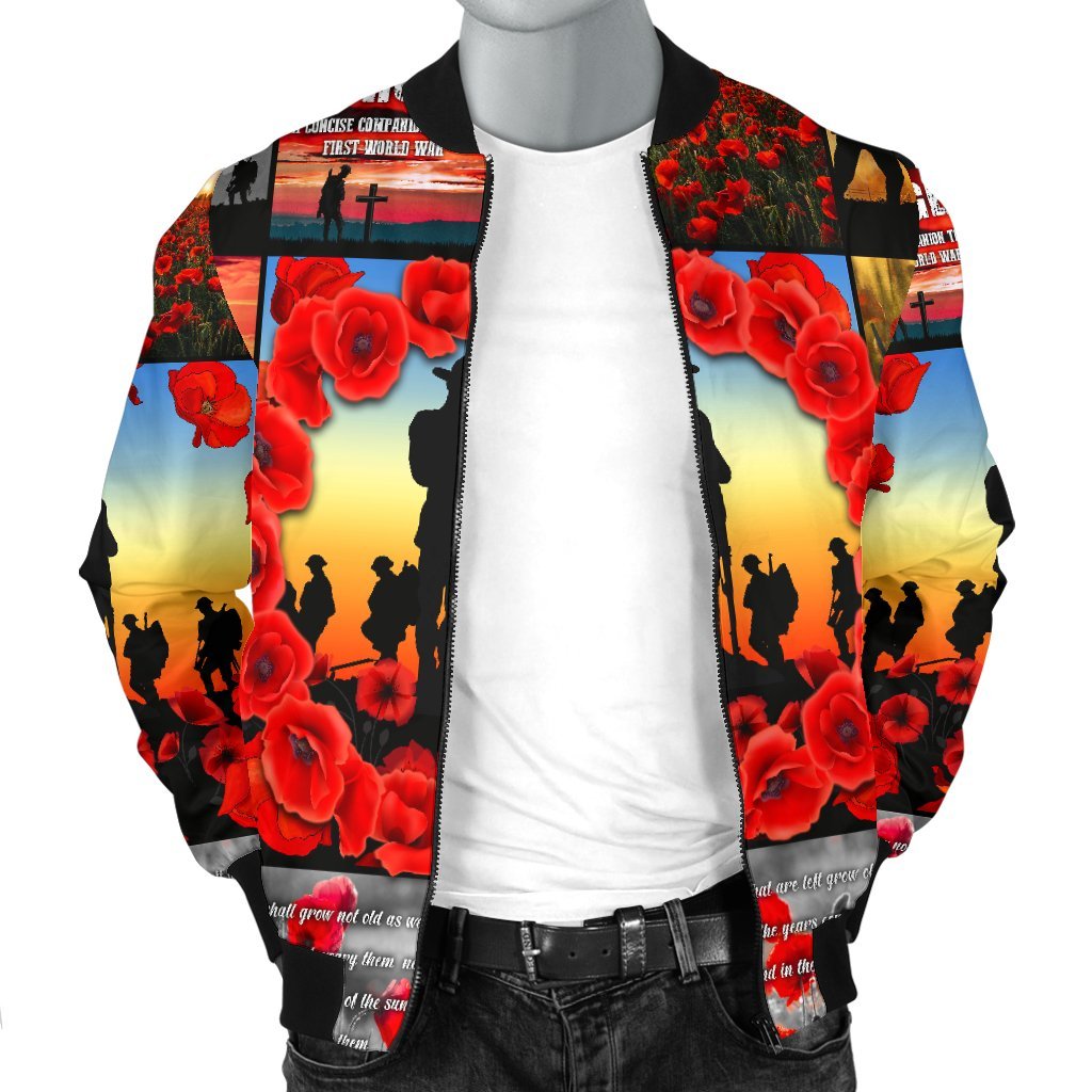 Anzac Men Bomber Jacket - Always Remember Australia Soldiers