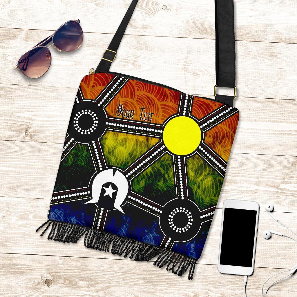 (Custom) Naidoc Week 2022 Crossbody Boho Handbag , Aboriginal Geometric Style