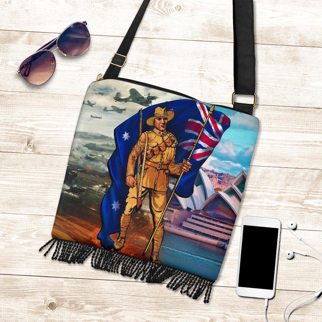 Anzac Crossbody Boho Handbag - Australian Soldier