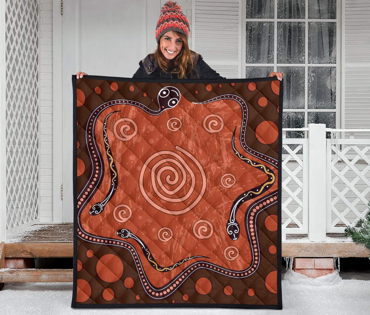 Aboriginal Premium Quilt - Australia Snake Aboriginal