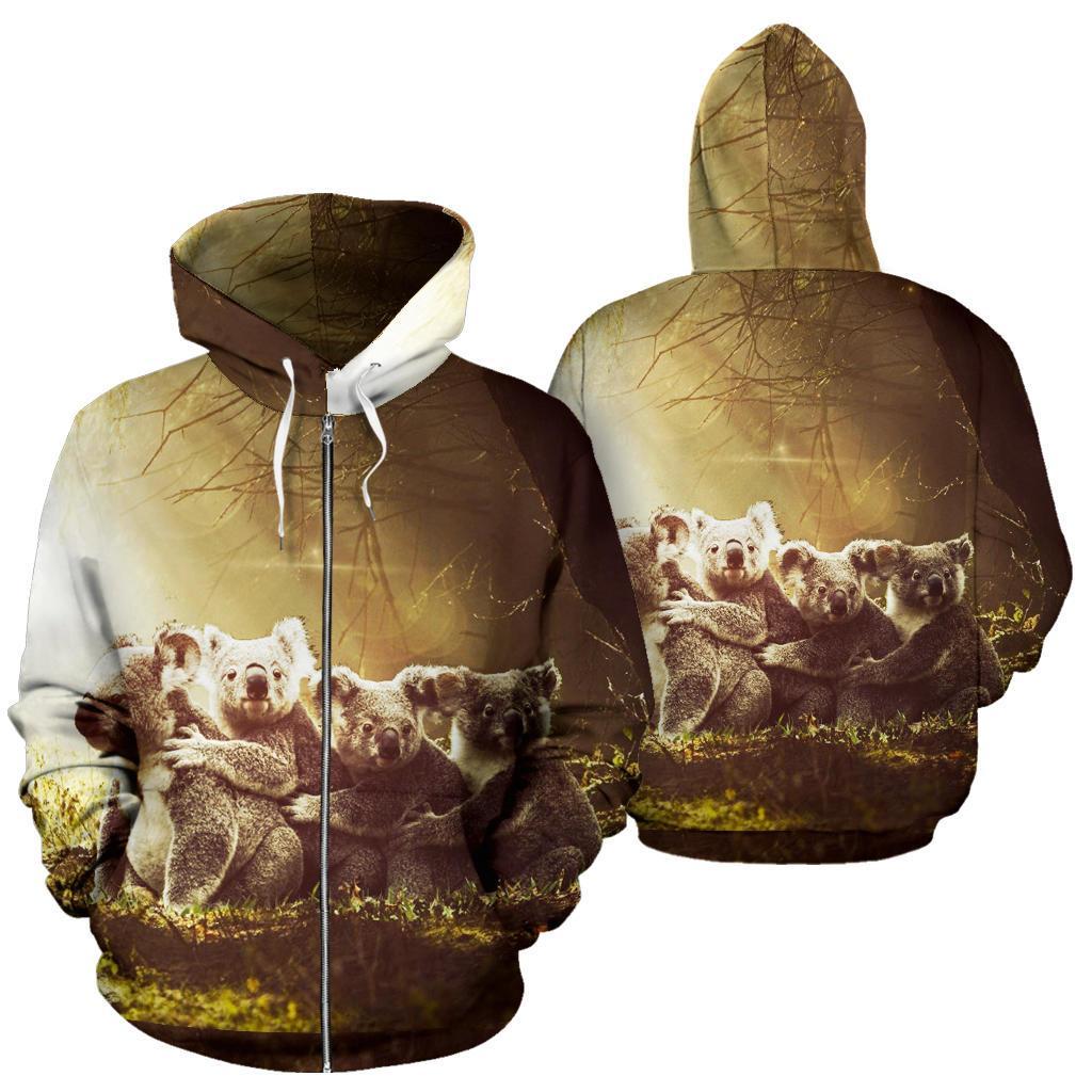 Zip Hoodie - Koala Family Landscape Art