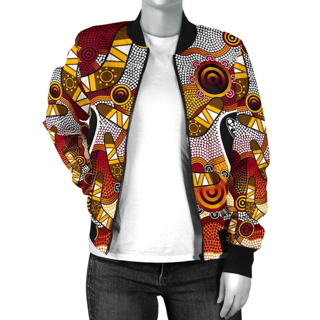 Bomber Jacket - Aboriginal Dot Painting Lizard Jacket