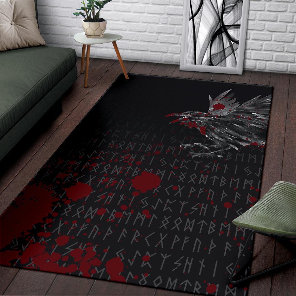 Viking Area Rug The Raven Of Odin Rune Blood