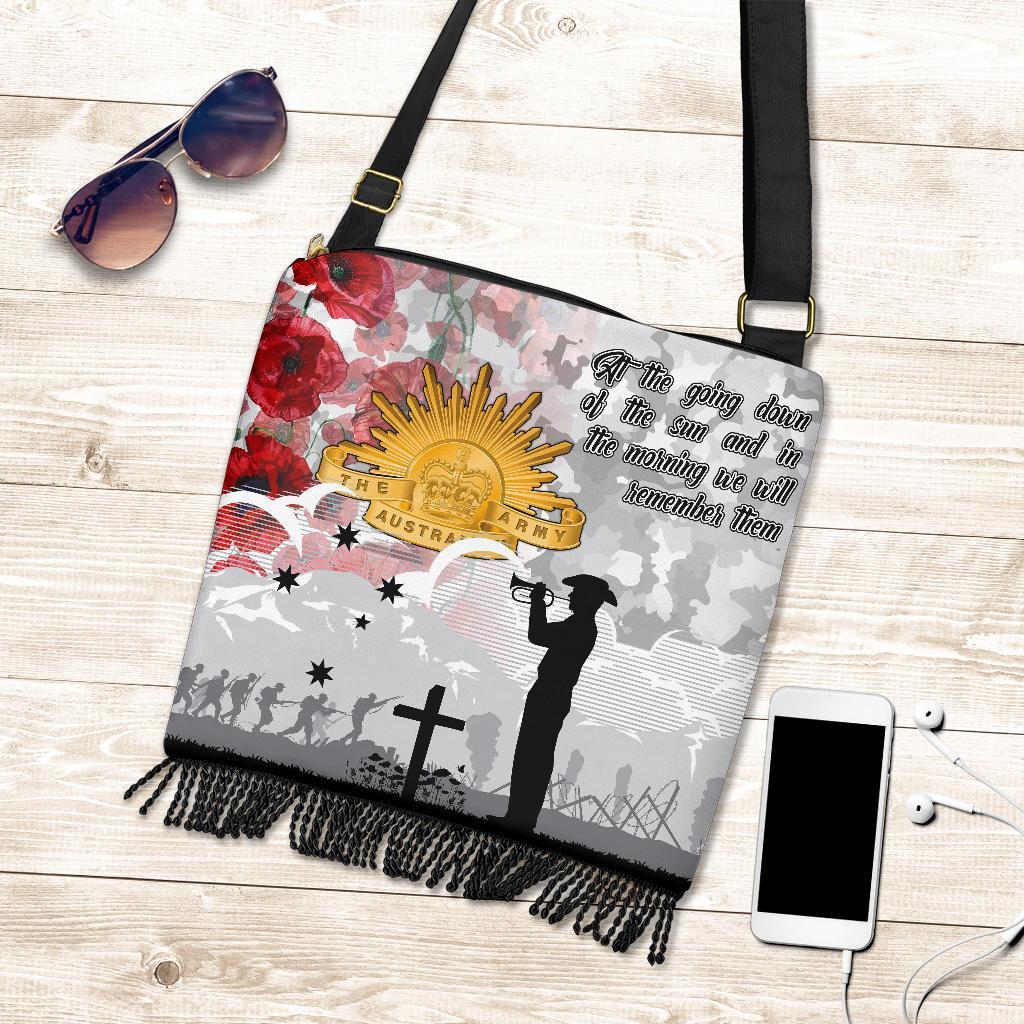 Anzac Crossbody Boho Handbag - We Will Remember Them