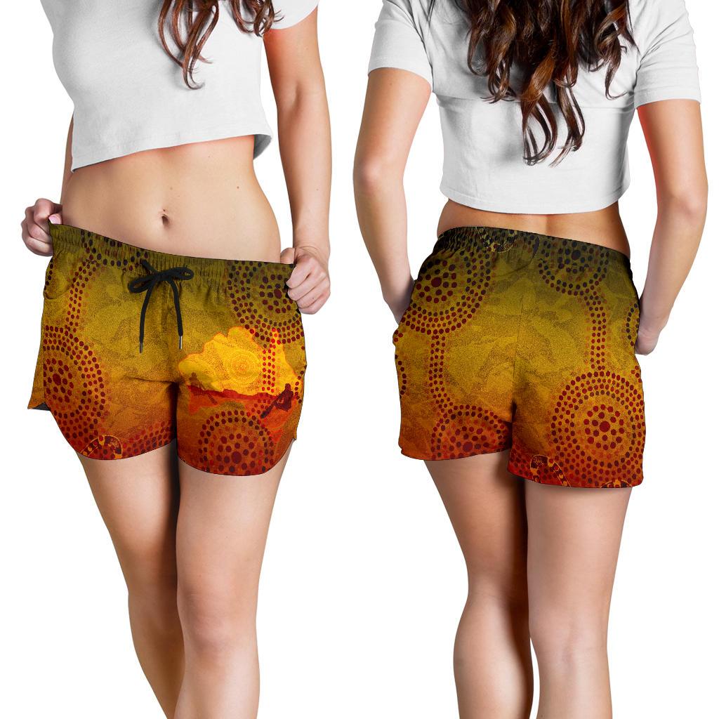 Aboriginal Women's Shorts - Australian Map with Indigenous Color
