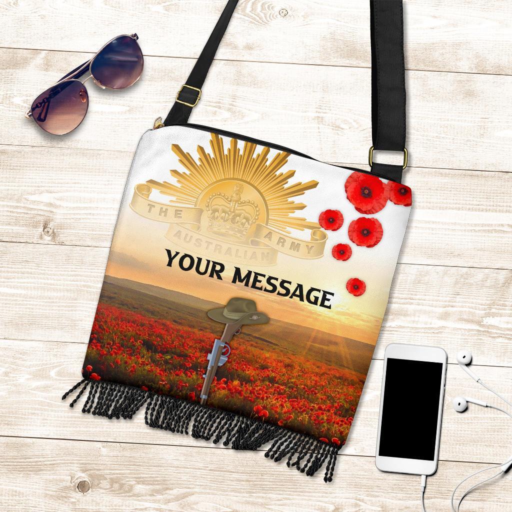 (Custom) Anzac Day 2022 Cross Body Boho Handbag - We Will Remember Them