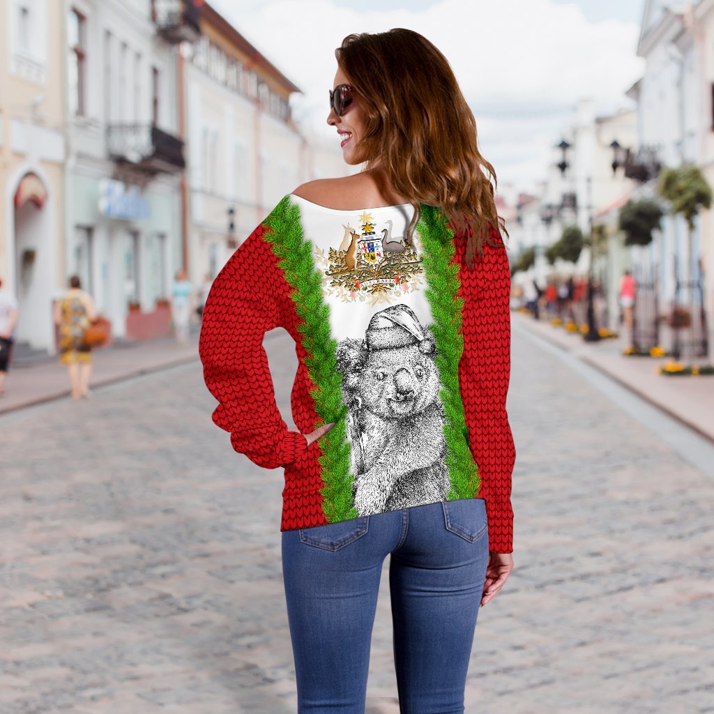 Australia Christmas Women's Off Shoulder Sweater - Merry Christmas Koala