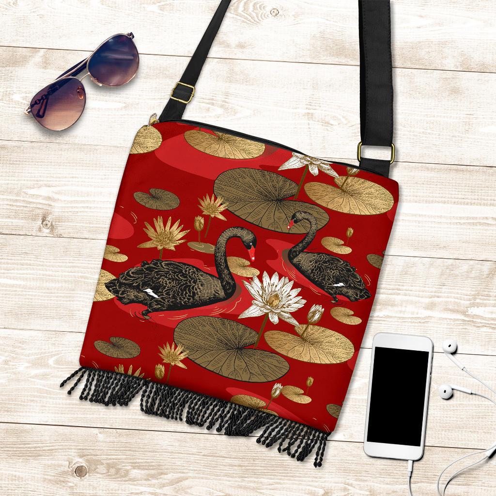 Australia Crossbody Boho Handbag - Black Swans Bags Landscape Art