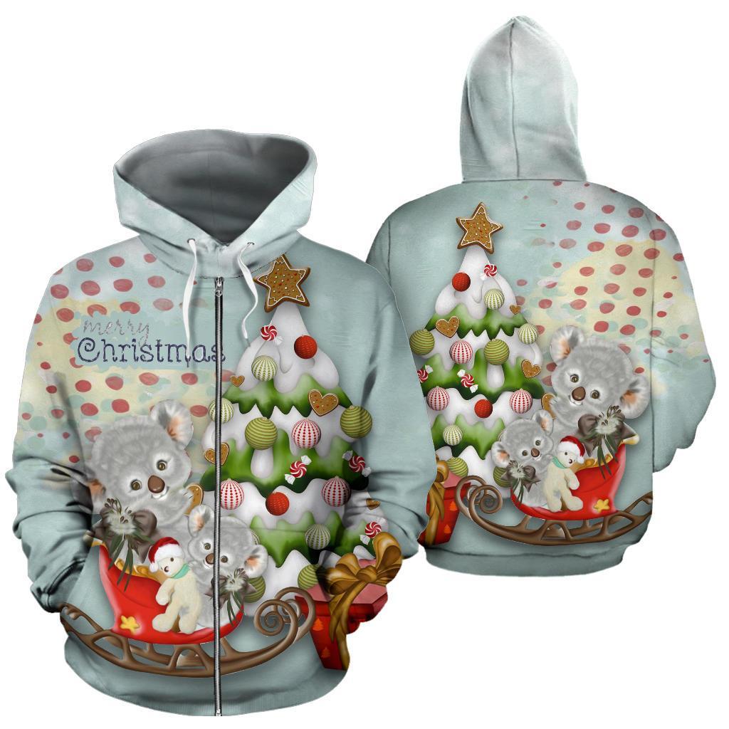 Australia Christmas Zip Hoodie - Koala Hoodie Merry Christmas